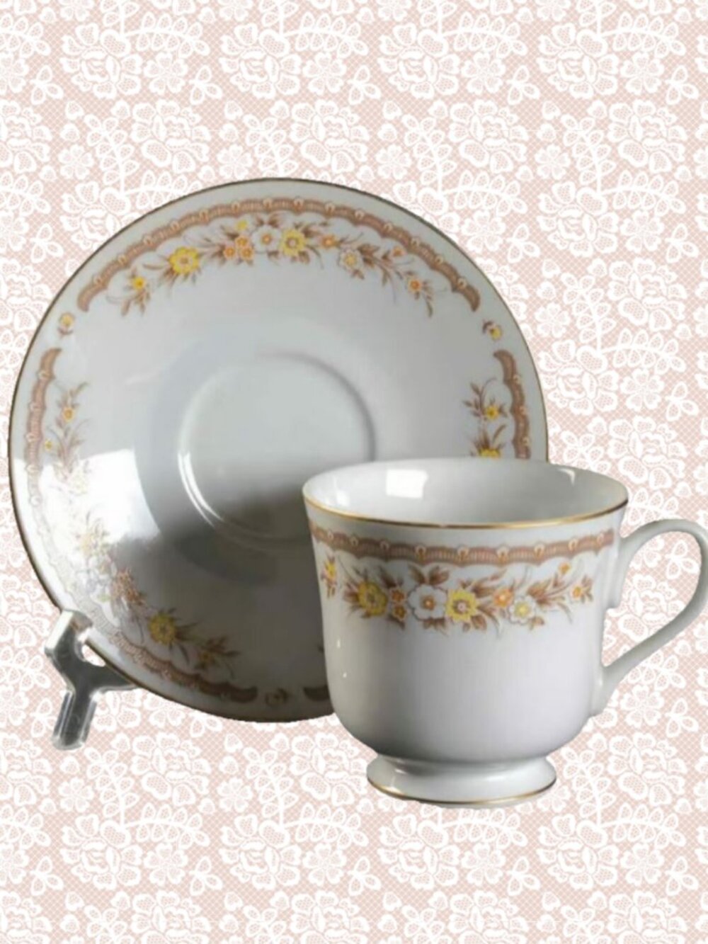 EKCO International Golden Autumn Fine China Japan Cup & Saucer Set